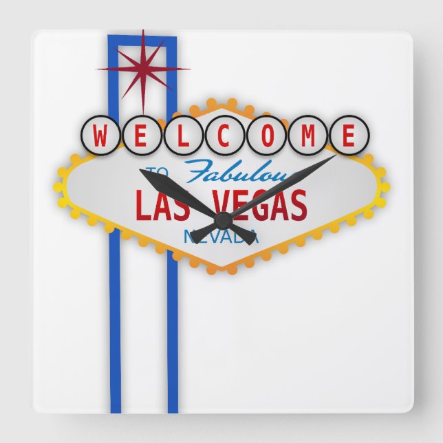 Las Vegas Quadratische Wanduhr (Vorderseite)