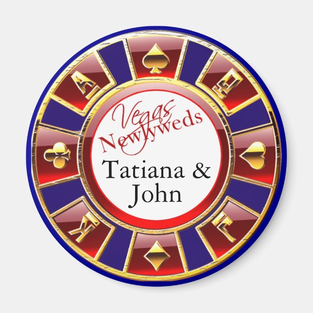 Las Vegas Red Blue Gold Casino Chip Magnet Favoris (Devant)