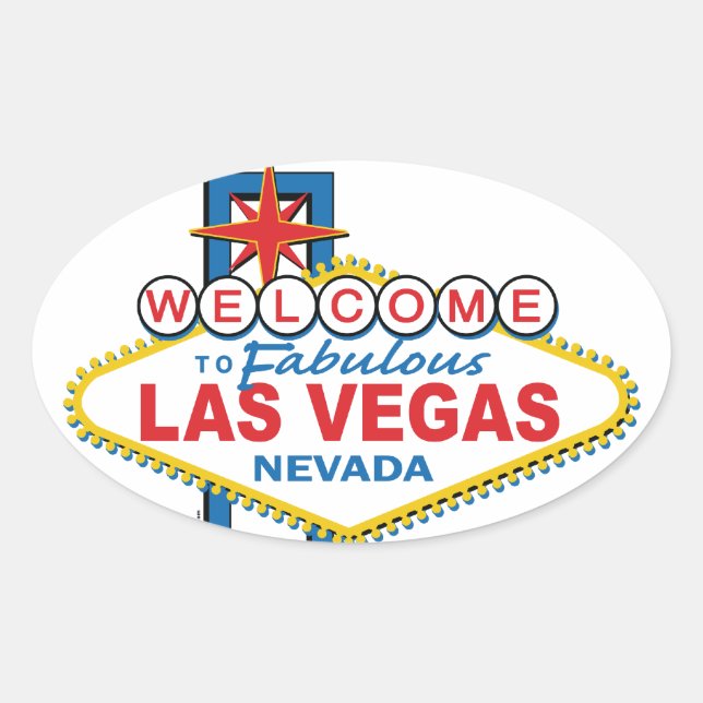 Las Vegas Retro Sign Ovaler Aufkleber (Vorderseite)
