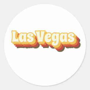 Las Vegas Retro Vintager Text Runder Aufkleber
