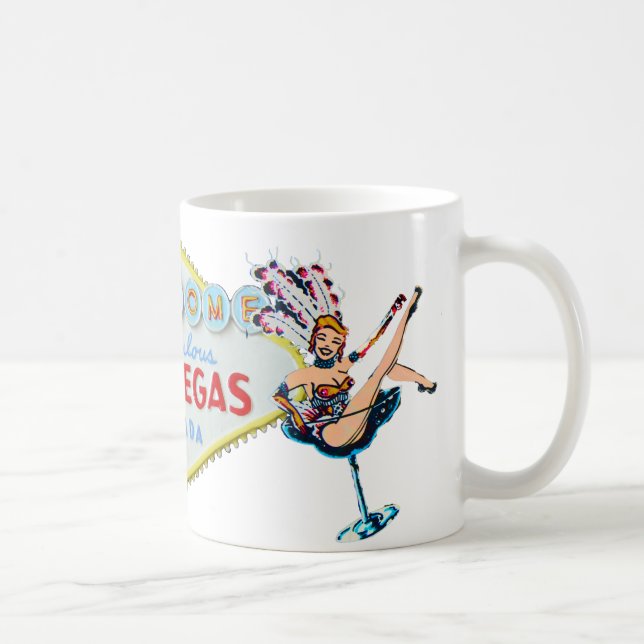 Las Vegas-Revuegirl und -zeichen Kaffeetasse (Rechts)