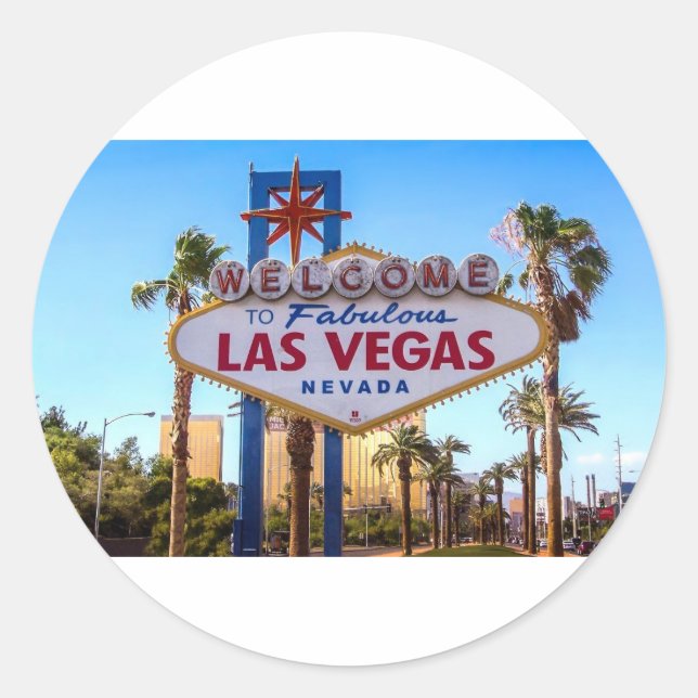 Las Vegas Runder Aufkleber (Vorderseite)