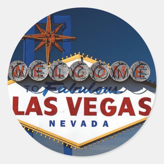 Las Vegas Runder Aufkleber (Vorderseite)
