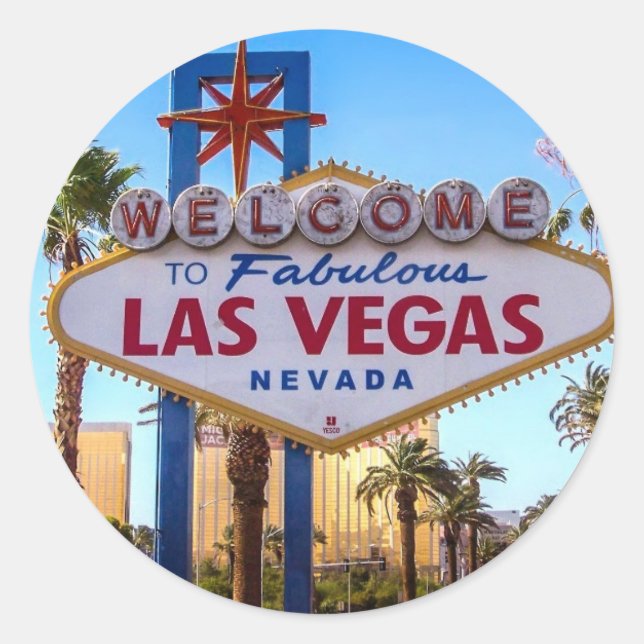 Las Vegas Runder Aufkleber (Vorderseite)