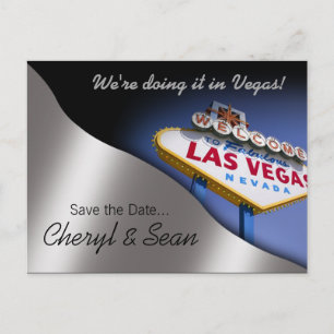 Las Vegas Save the Date (Metallsilber) Ankündigungspostkarte