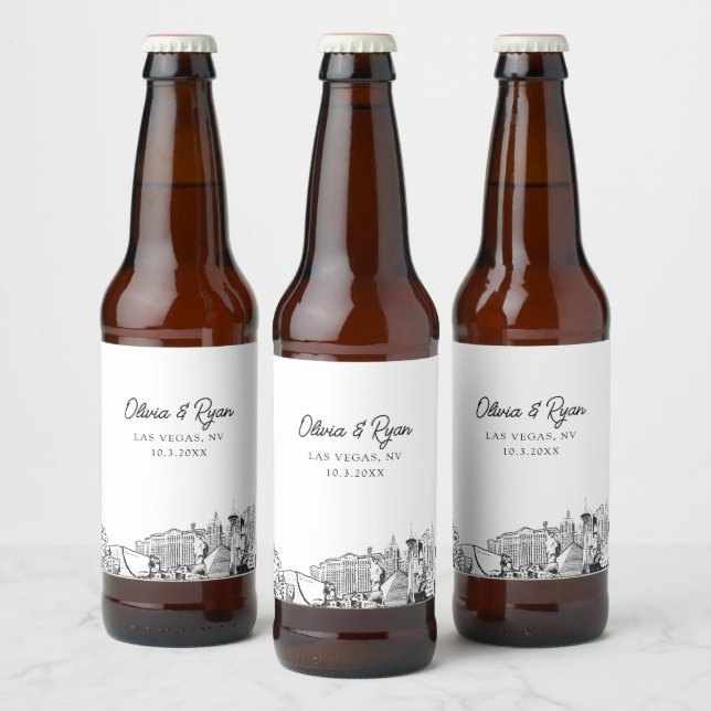 Las Vegas Sehenswürdigkeiten Personalisiertes Bier Bierflaschenetikett (Flaschen)
