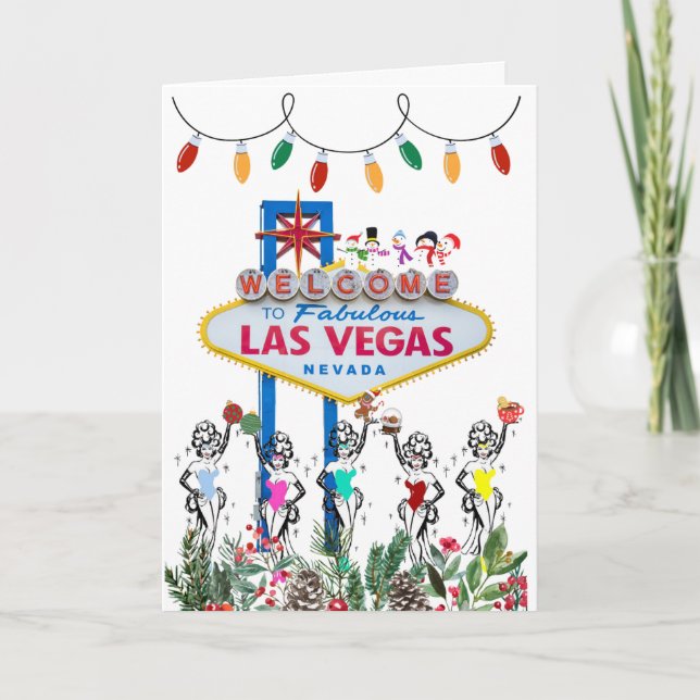 Las Vegas Showgirls Weihnachtskarte Dankeskarte (Vorderseite)
