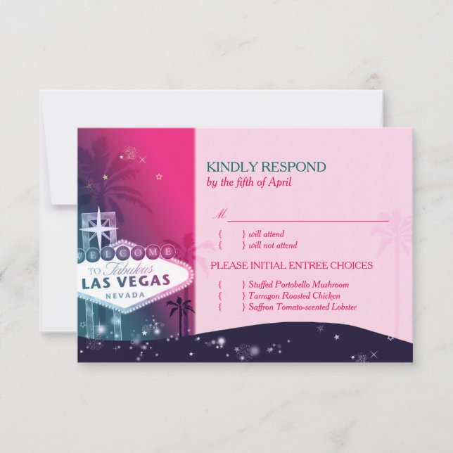 Las Vegas Sign Mariage Menu Choix RSVP (Devant)