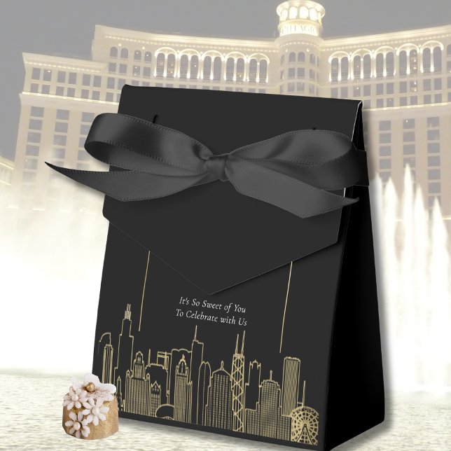 Las Vegas Skyline Black Gold Hochzeit Geschenkschachtel (Von Creator hochgeladen)