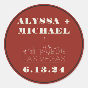 Las Vegas Skyline Casino Wedding Runder Aufkleber