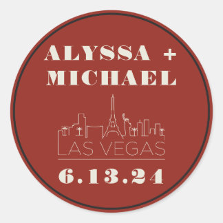 Las Vegas Skyline Casino Wedding Runder Aufkleber