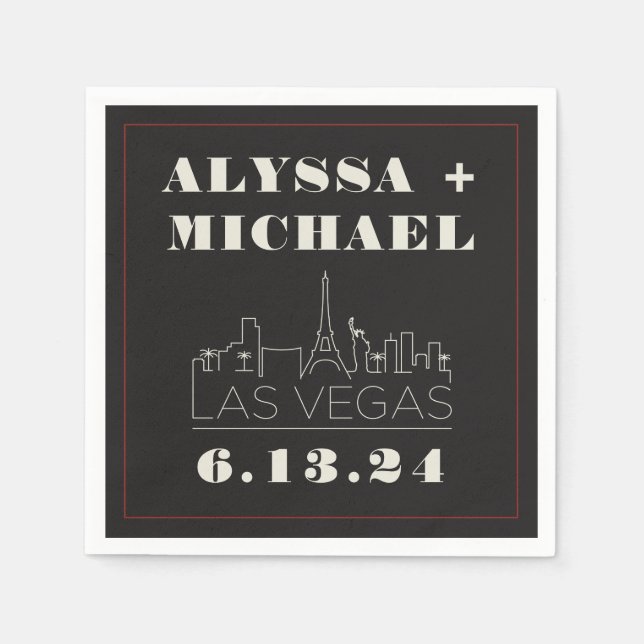 Las Vegas Skyline Casino Wedding Serviette (Vorderseite)