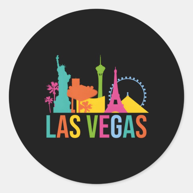 Las Vegas Skyline City Metropole Runder Aufkleber (Vorderseite)