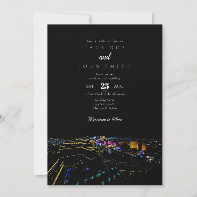 Las Vegas Skyline Einladung zur Hochzeit (Vorderseite)