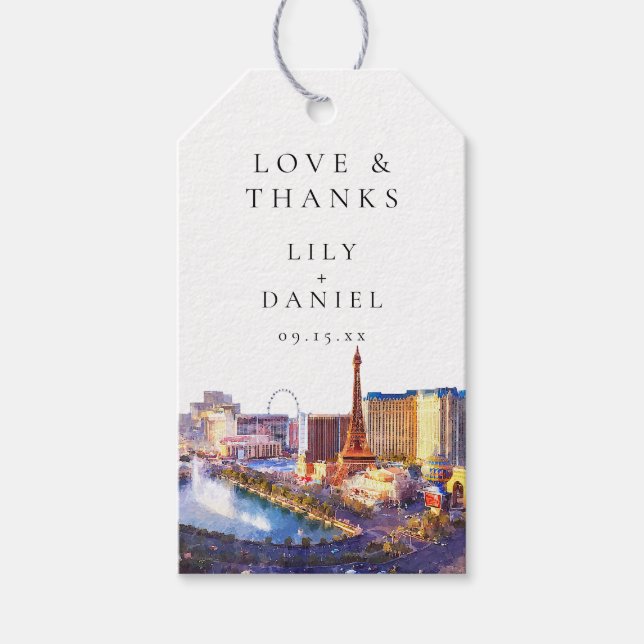 Las Vegas Skyline Hochzeit Danke Geschenkanhänger (Vorderseite)