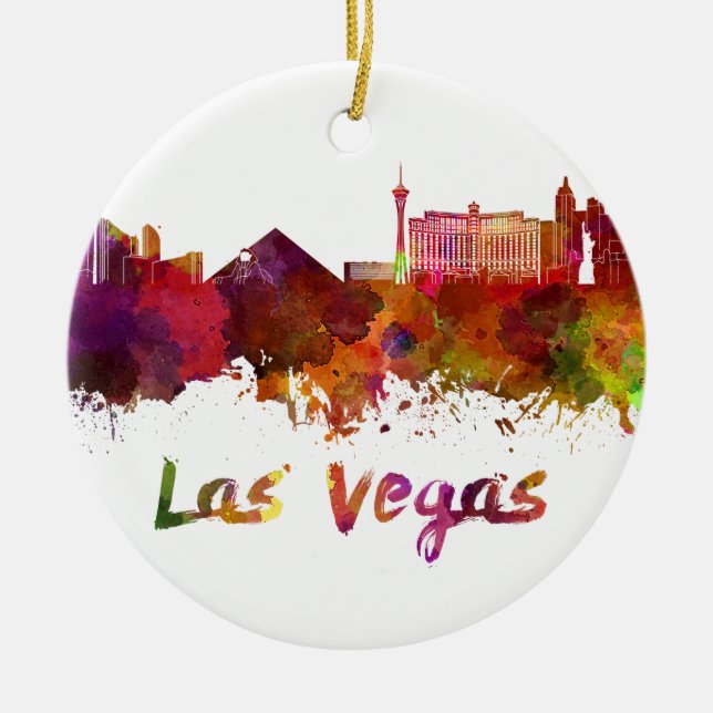 Las Vegas skyline im Watercolor Keramik Ornament (Vorne)