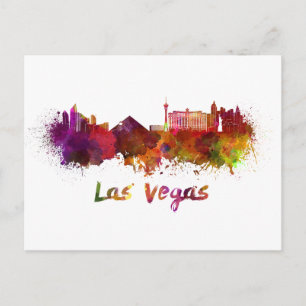Las Vegas-Skyline in Aquarell Postkarte