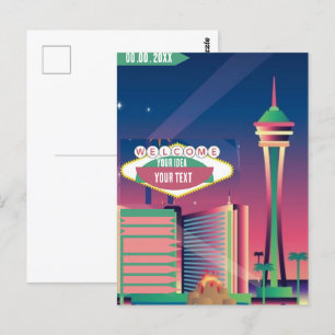 Las Vegas Skyline Printable, Cityscape Line Wall A Postkarte