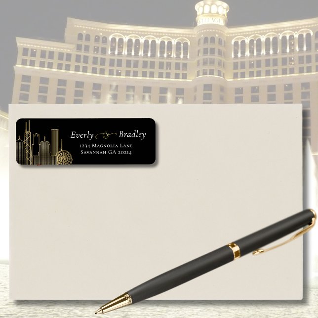 Las Vegas Skyline Schwarz-weiß Gold Elegantes Skri (Von Creator hochgeladen)