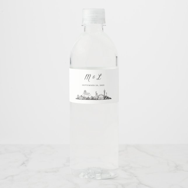 Las Vegas Skyline Wasserflaschen Labels (Vorderseite)