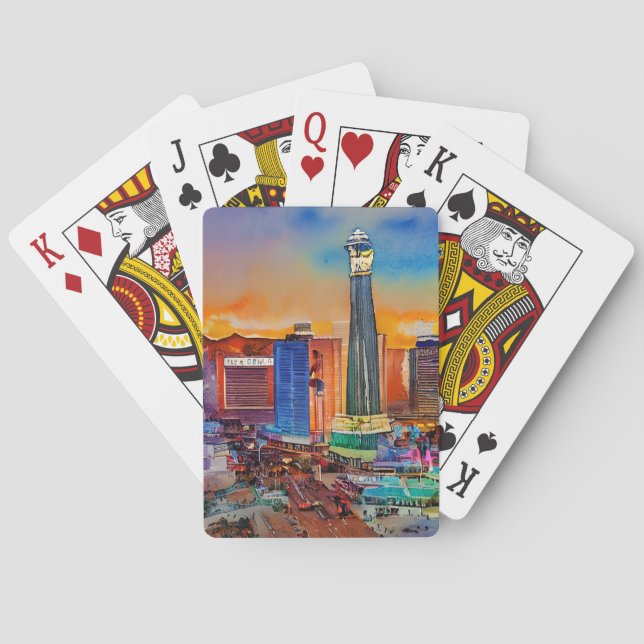 Las Vegas Skyline Watercolor Spielkarten (Rückseite)