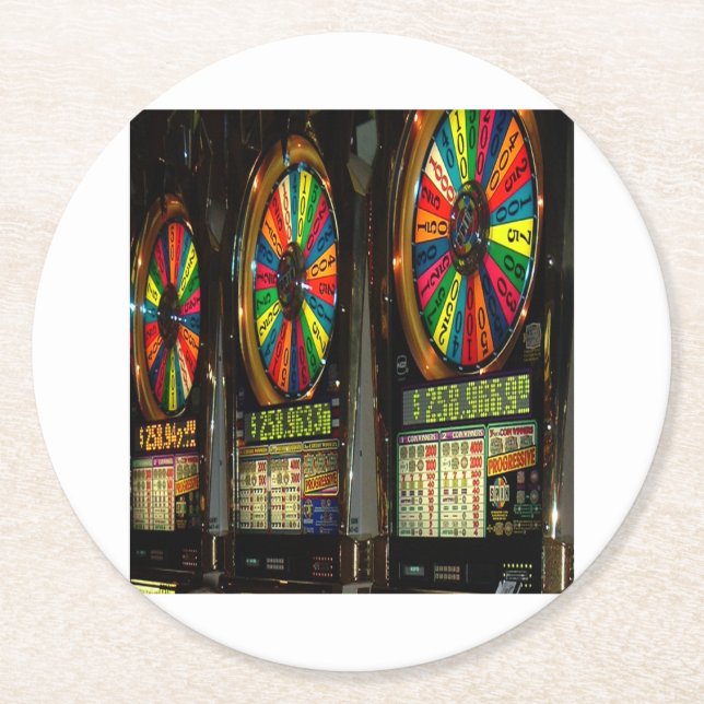 Las VEGAS-SLOTS Runder Pappuntersetzer (Vorderseite)