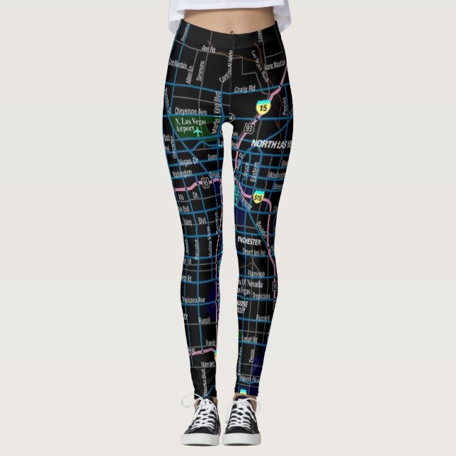Las Vegas-Stadt-Karte Leggings (Vorderseite)