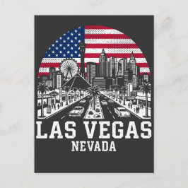 Las Vegas Stadt Nevada Amerikanische Flagge Postkarte
