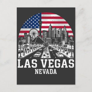 Las Vegas Stadt Nevada Amerikanische Flagge Postkarte