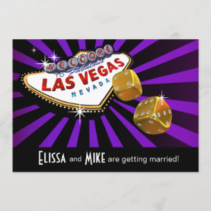 Las Vegas Starburst-Hochzeit lila schwarz gold Einladung