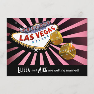 Las Vegas Starburst-Hochzeit rosa schwarz gold Einladung