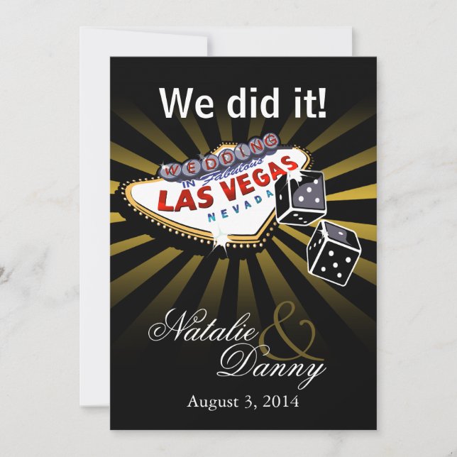 Las Vegas Sternexplosion Hochzeit Rezeption Gold S Einladung (Vorderseite)