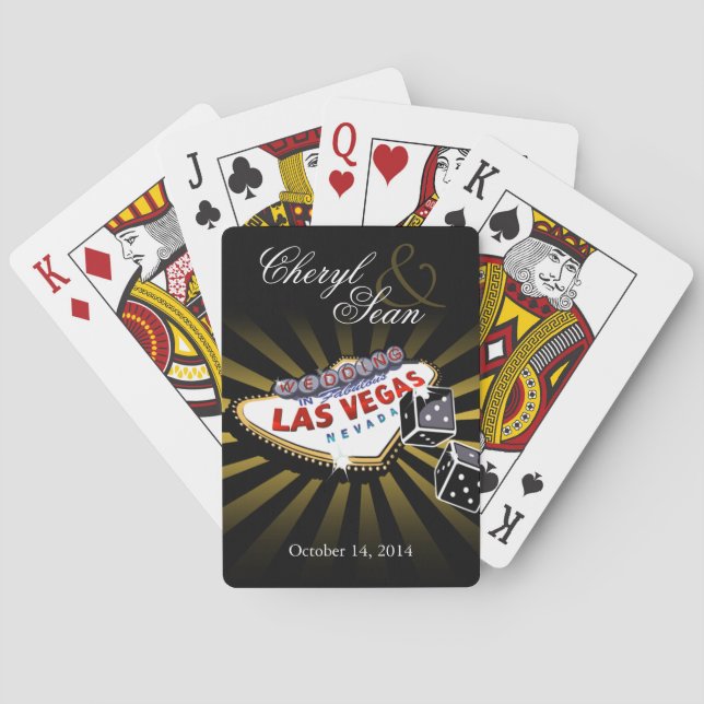 Las Vegas Sternexplosion Hochzeit Schwarz & Gold Spielkarten (Rückseite)