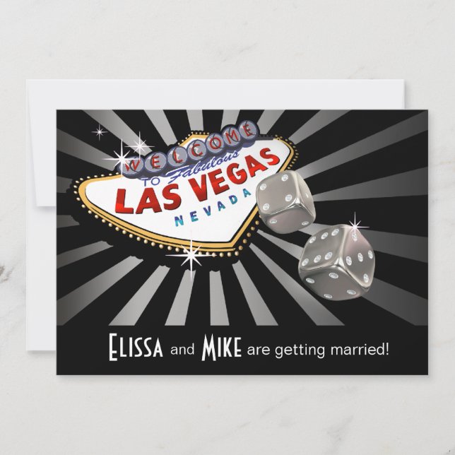 Las Vegas Sternexplosion Hochzeit Silberschwarz Einladung (Vorderseite)
