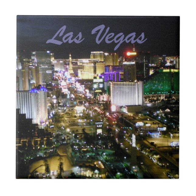 Las Vegas-Streifen-Kasino-Ansicht nachts Fliese (Vorderseite)
