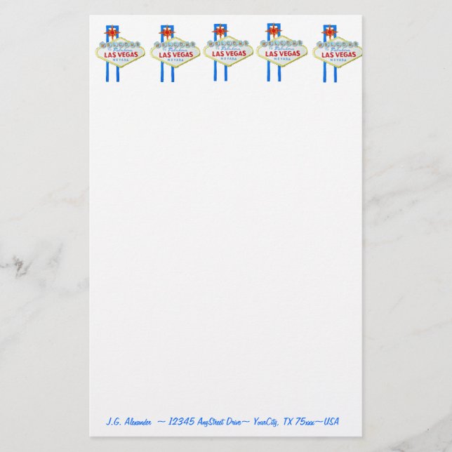 Las Vegas-Streifen-Willkommensschild Briefpapier (Vorderseite)