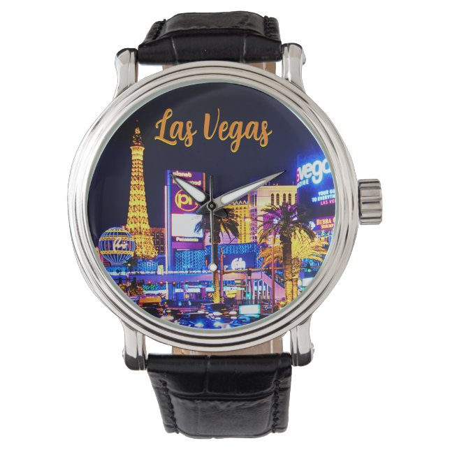 Las Vegas Strip bei Night Watch Armbanduhr (Vorderseite)