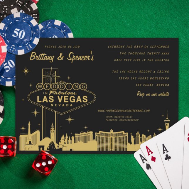 Las Vegas Strip Black and Gold Einladung zur Hochz (Von Creator hochgeladen)
