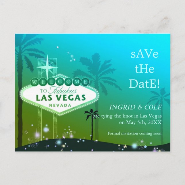 Las Vegas Strip Chic Wedding Save the Date Ankündigungspostkarte (Vorderseite)