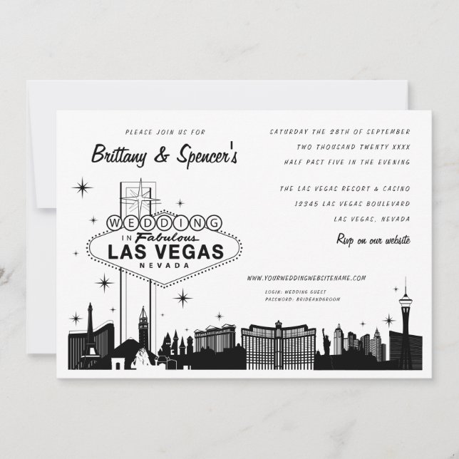 Las Vegas Strip | Las Vegas Wedding Einladung (Vorderseite)