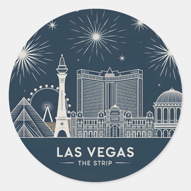 Las Vegas Strip Nevada Sehenswürdigkeiten Runder Aufkleber (Vorderseite)