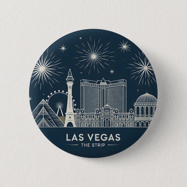 Las Vegas Strip Nevada Skyline Line Art Cityscape Button (Vorderseite)