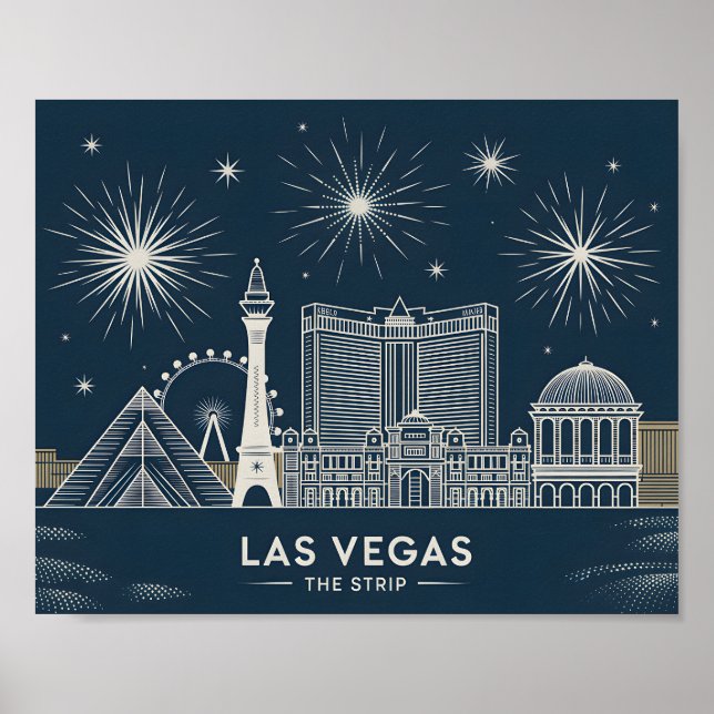 Las Vegas Strip Nevada Skyline Line Art Cityscape Poster (Vorne)