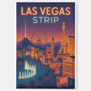 Las Vegas Strip – Retro-Stadtbild Wandkunst Magnet