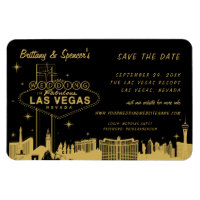 Las Vegas Strip Schwarz und Gold Save-the-Date-Kar