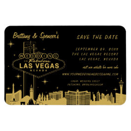Las Vegas Strip Schwarz und Gold Save-the-Date-Kar Magnet