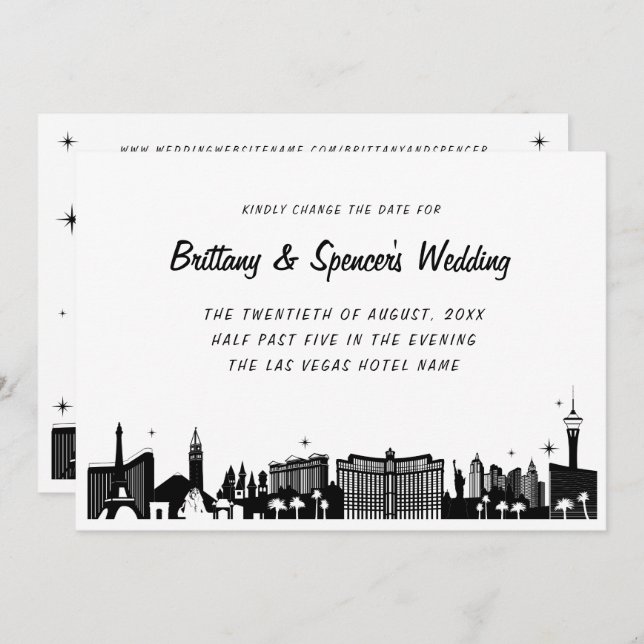 Las Vegas Strip Skyline Ändern Sie das Datum Einladung (Vorne/Hinten)
