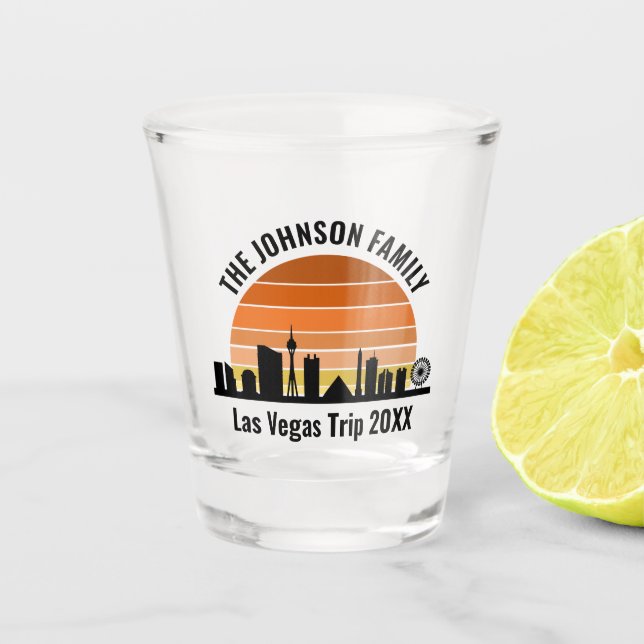 Las Vegas Strip Sunset Custom Vacation Schnapsglas (Vorderseite)