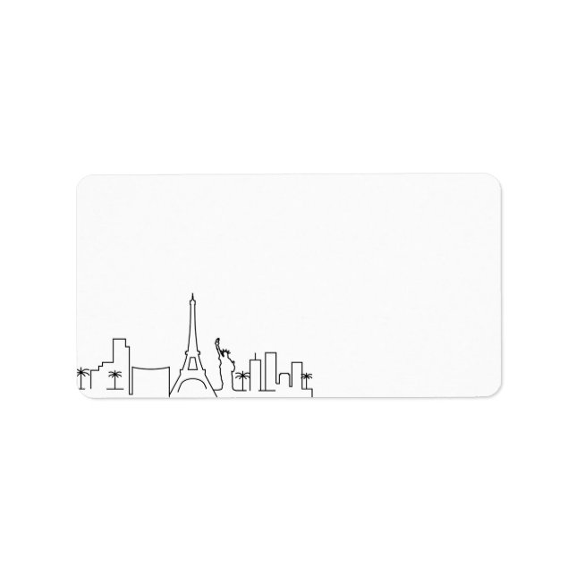 Las Vegas Stylized Skyline | Blindkennzeichnung Adressaufkleber (Vorne)