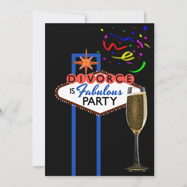 Las Vegas thematisches Party Scheidung Einladung (Vorderseite)
